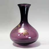 Fenton Aubergine Purple Carafe with Gold Leaves