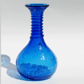 Blenko Craked Blue decanter with turbo wrap