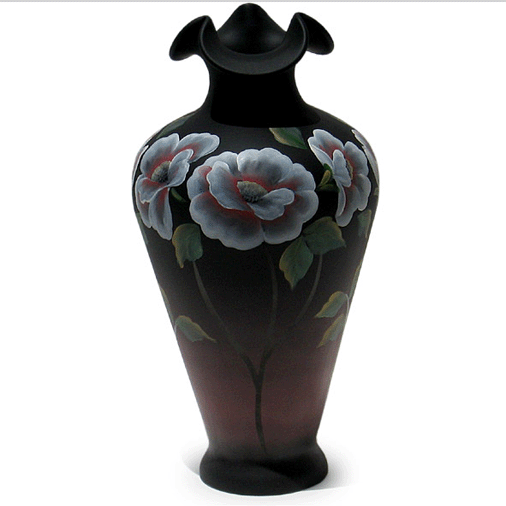 Fenton Moonlit Poopies Vase