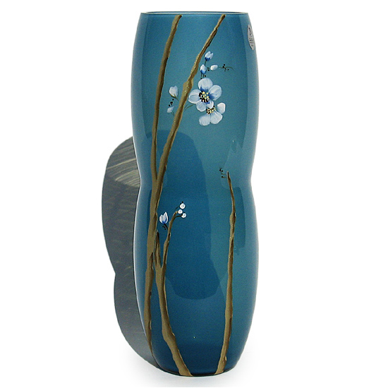 Fenton Cherry Blossoms Indigo Blue vase