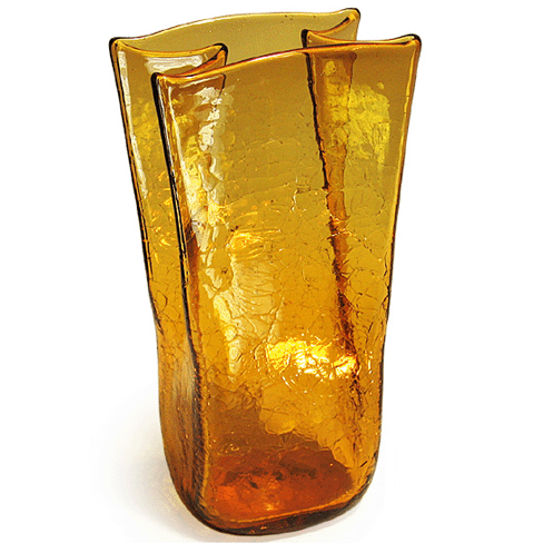 Blenko Folded Vase Amber